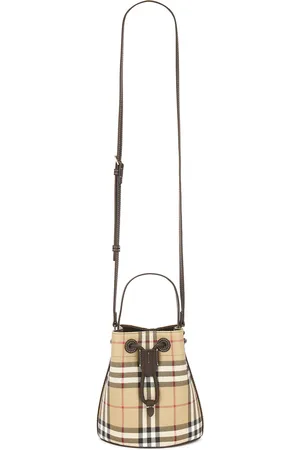 Burberry Mini Drawstring Bucket Bag in Beige