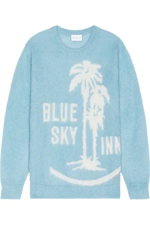 BLUE SKY INN Mohair Sweater With Palms in Baby Blue