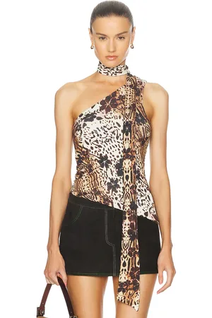 SIEDRES For FWRD One Shoulder Tank Top in Brown