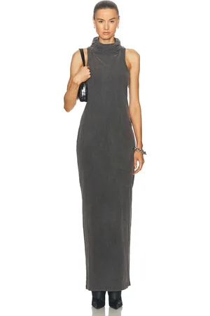 Alexander Wang Cowl Neck Long Dress in Charcoal