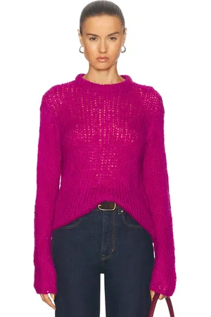 THE ELDER STATESMAN Thistle Crew Sweater in Pink