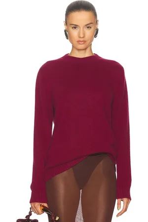 THE ELDER STATESMAN Malibu Crew Sweater in Wine