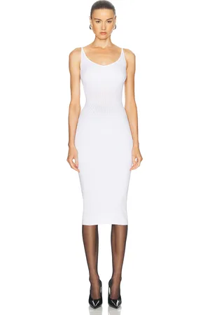 MUGLER Tank Midi Dress in White