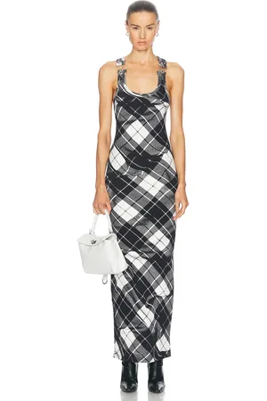 Jean Paul Gaultier Tartan Tank Top Long Dress in Black