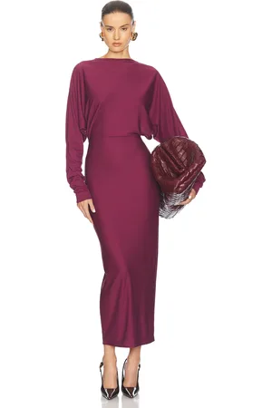 Helsa Matte Jersey Open Back Dress in Burgundy
