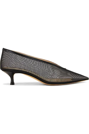 Le Monde Beryl Babouche Naplack Leather Kitten Heel in Black