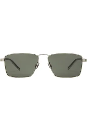 Saint Laurent Metal Square Sunglasses in Metallic Silver