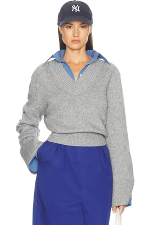 Helsa Talena V Neck Sweater in Grey