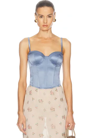 FLEUR DU MAL Hamptons Bustier Top in Blue