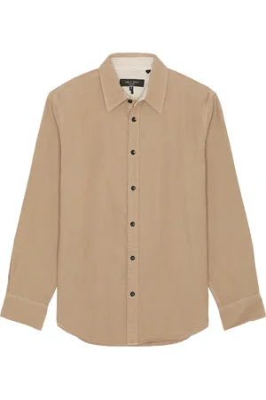 RAG&BONE Finch Corduroy Long Sleeve Shirt in Beige