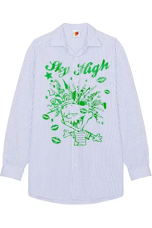 Sky High Farm Mindblown Print Button Down Shirt in Blue