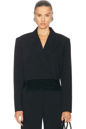 Mach & Mach Crystal Fringe Cropped Blazer in