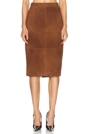 Retrofete Marcella Suede Skirt in Brown