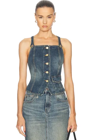Ganni Denim Tank Top in Denim-Dark