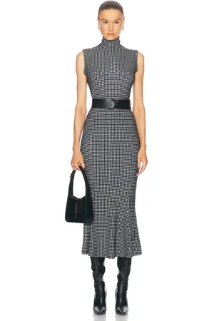 Norma Kamali Sleeveless Turtleneck Fishtail Dress in Black