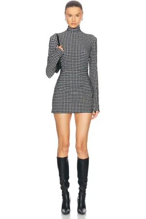 Norma Kamali Long Sleeve Turtleneck Pickleball Dress in Black