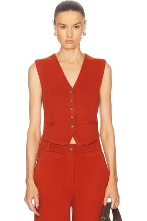 Guest In Residence Tailored Cashmere Vest in Burnt Orange
