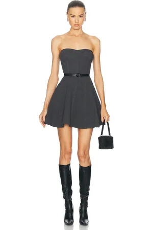 Norma Kamali Strapless Grace Mini Dress in Grey