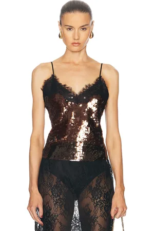 Retrofete Danna Sequin Top in Brown