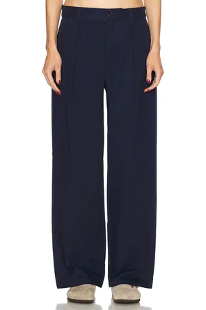 WAO Wide Leg Pleated Trouser in Blue