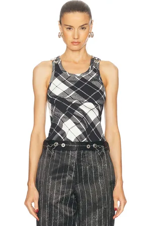 Jean Paul Gaultier Tartan Tank Top in Black