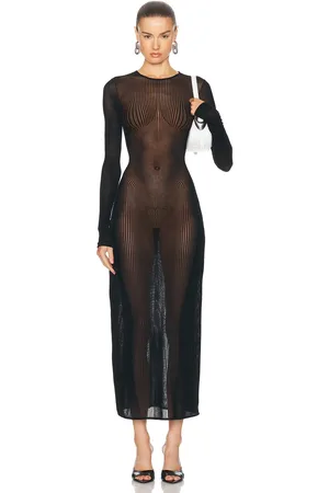 Jean Paul Gaultier Morphing Pinstripes Long Dress in