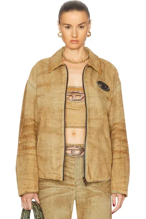 Diesel Zip Up Jacket in Tan