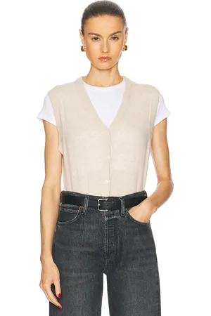 ÉTERNE Elton Cashmere Cardigan Vest in Beige