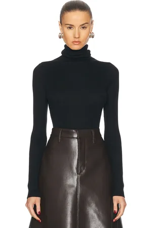 ENZA COSTA Silk Rib Turtleneck Top in