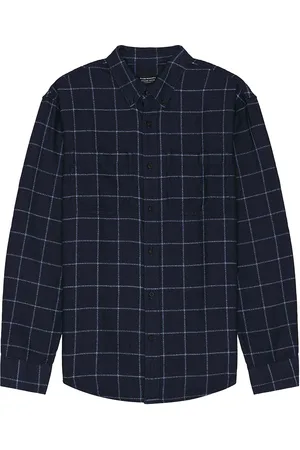 CLUB MONACO Plaid Utility Shirt in Blue