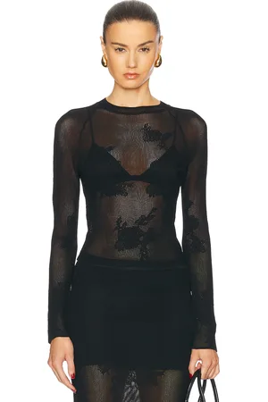FLEUR DU MAL Lace Pointelle Long Sleeve Top in