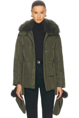 YVES SALOMON Belted Technical Down Jacket in Army