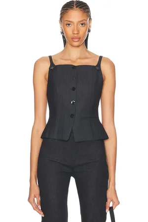 Ganni Suting Vest Top in Charcoal