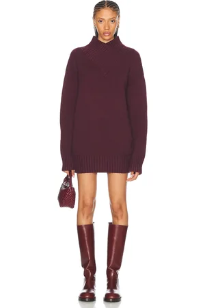 SER.O.YA Dessa Chunky Knit Sweater Dress in Wine