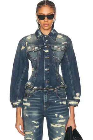 Marc Jacobs Fluted Denim Jacket in Denim-Dark