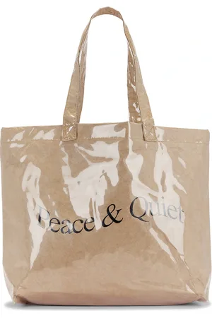 Museum of Peace and Quiet Wordmark Pvc Kraft Tote Bag in Beige