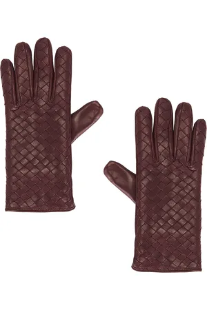 Bottega Veneta Leather Gloves in Red
