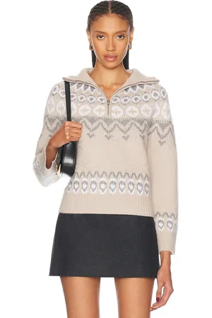 Simkhai Eliah Half Zip Pullover Sweater in Brown