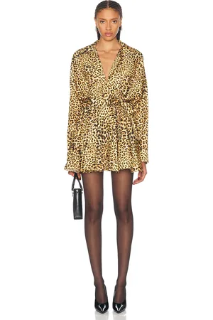 Norma Kamali Super Oversized Boyfriend Shirt Flared Mini Dress in Neutral