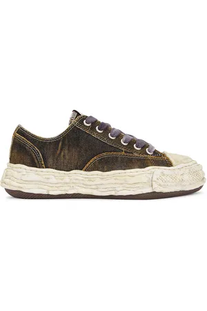 Maison Mihara Yasuhiro Peterson 23 Original Sole Washed Denim Low Top Sneaker in Brown