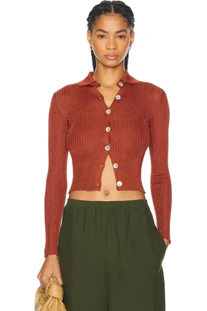 Calle Del Mar Long Sleeve Cardigan in Brick