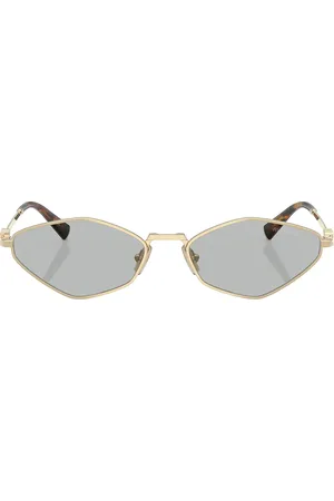 Miu Miu Geometric Sunglasses in Metallic Gold