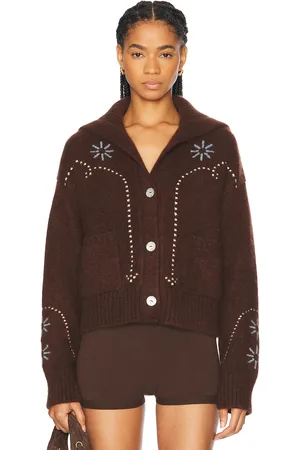 Calle Del Mar Cashmere Western Cardigan in Chocolate