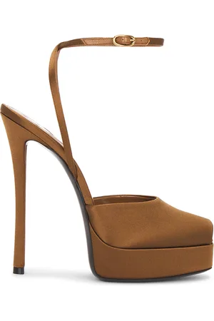 Saint Laurent Liberat Platform Sandal in Cognac