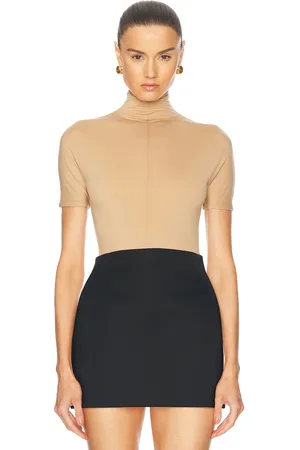 WARDROBE.NYC X Rosie Huntington-Whiteley RHW Short Sleeve Bodysuit in Brown
