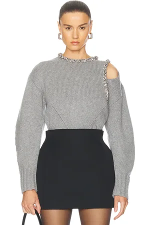 Simkhai Monroe Embellished Pullover Sweater in Grey