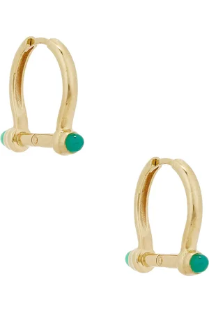 LOREN STEWART Barbell Huggie Earrings in Metallic Gold