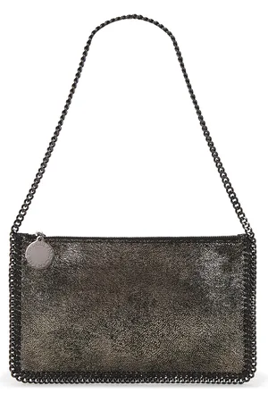 Stella McCartney Falabella Shiny Chamois Pouch in Metallic Silver