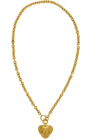 CHANEL CC Heart Necklace in Metallic