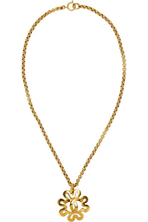 CHANEL 1995 CC Flower Necklace in Metallic